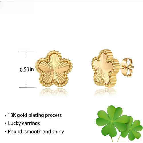 18K Gold Plated Clover Earrings for Women-Four Leaf Flower Lucky Stud Earrings 4 Leaf Dangle Earrings Simple Jewelry Gifts for Women