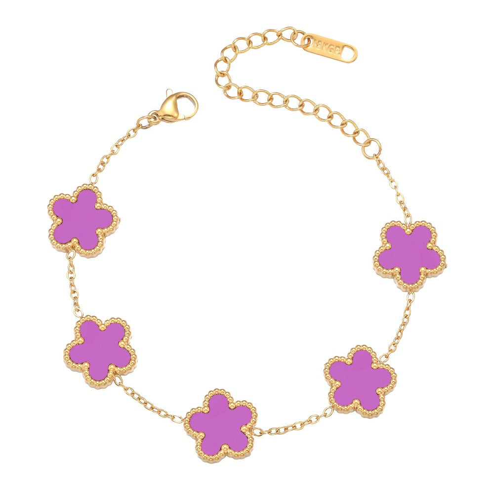 Clover Bracelet for Women 18K Gold Plated Four Leaf Flower Lucky 4 Leaf Link Bracelet Jewelry Gift for Women