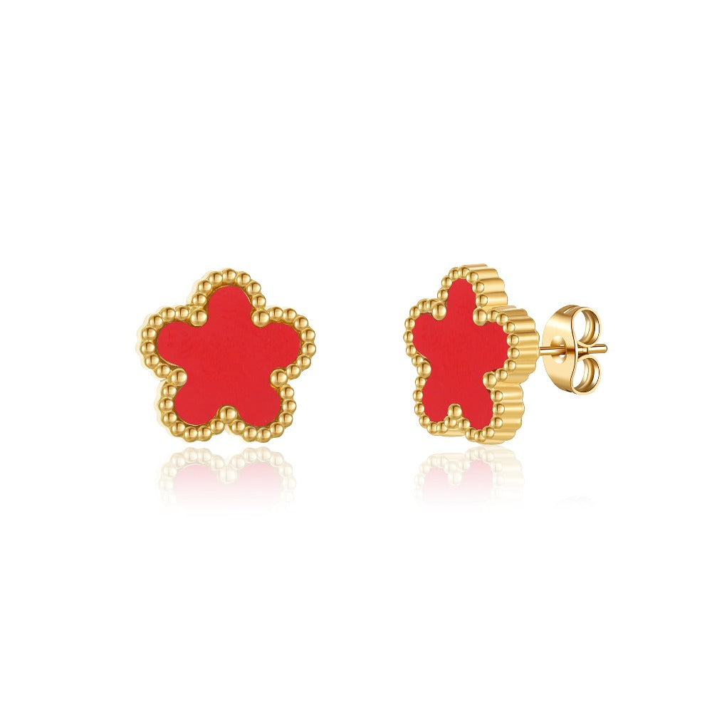18K Gold Plated Clover Earrings for Women-Four Leaf Flower Lucky Stud Earrings 4 Leaf Dangle Earrings Simple Jewelry Gifts for Women