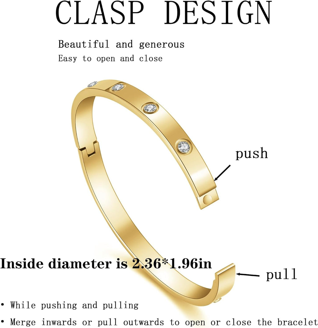 18K Gold Plated Clover Bracelet Love bangle Set for Women - Stack Friendship Bracelet Lucky Link Bracelets Jewelry Gifts Trendy for Women