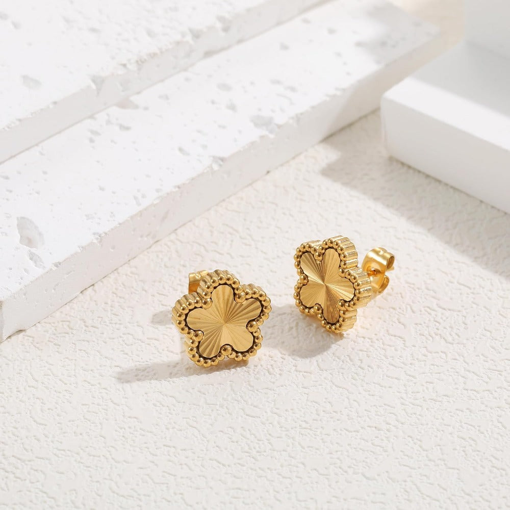 18K Gold Plated Clover Earrings for Women-Four Leaf Flower Lucky Stud Earrings 4 Leaf Dangle Earrings Simple Jewelry Gifts for Women
