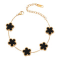 Clover Bracelet for Women 18K Gold Plated Four Leaf Flower Lucky 4 Leaf Link Bracelet Jewelry Gift for Women
