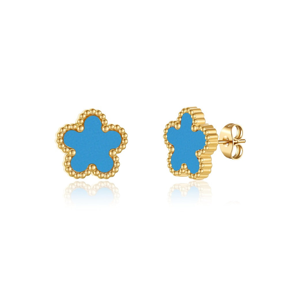 18K Gold Plated Clover Earrings for Women-Four Leaf Flower Lucky Stud Earrings 4 Leaf Dangle Earrings Simple Jewelry Gifts for Women