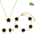 Four Leaf Clover Bracelet Set for Women - 18K Gold Plated Flower Lucky 4 Leaf Necklace Bracelet Earrings Jewelry Sets Gift for Women
