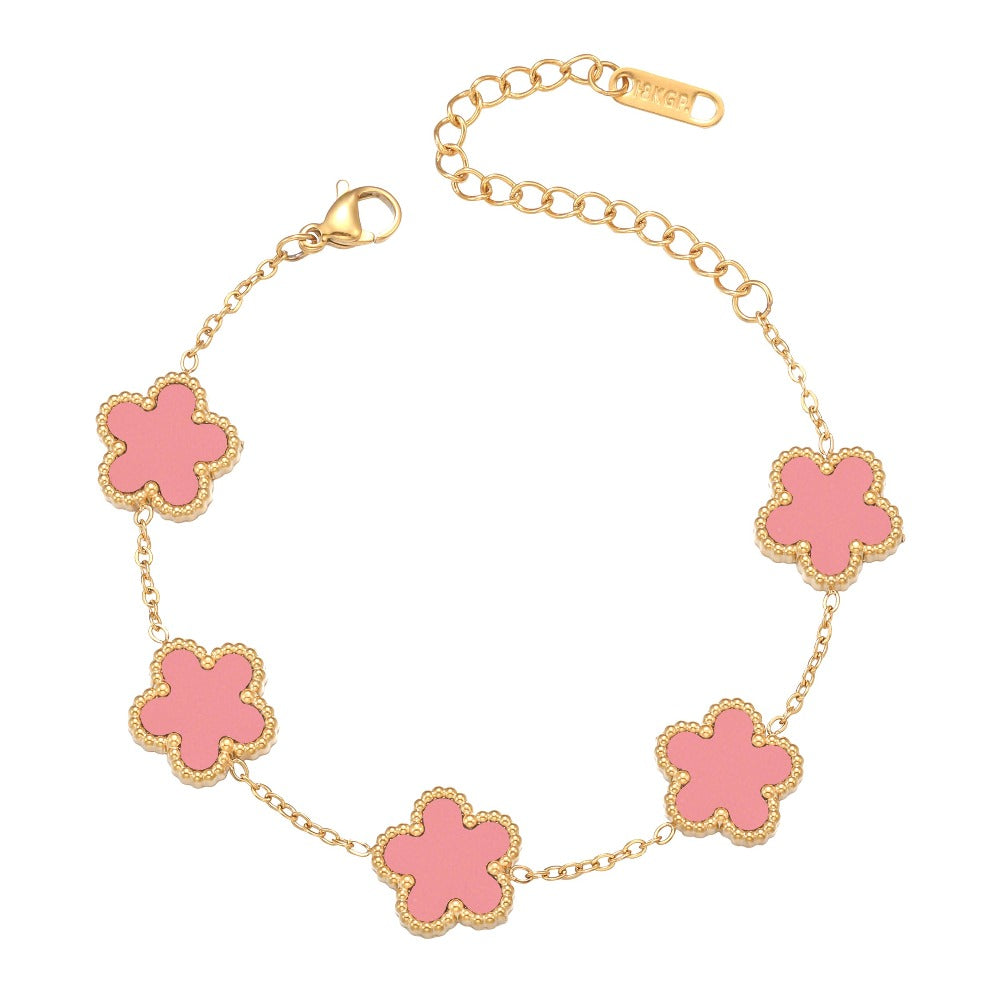 Clover Bracelet for Women 18K Gold Plated Four Leaf Flower Lucky 4 Leaf Link Bracelet Jewelry Gift for Women