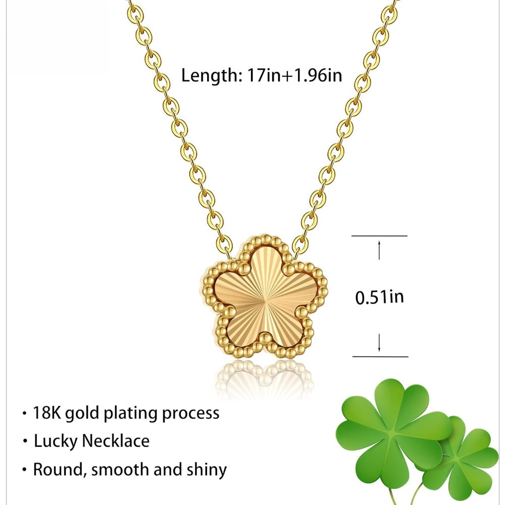 18K Gold Plated Clover Necklace for Women, Four Leaf Flower Lucky 4 Leaf Necklace Pendant Dainty Jewelry Gift for Women
